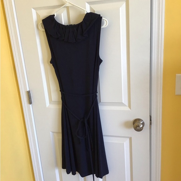 Ralph Lauren navy sleeveless dress with ruffled front - Picture 2 of 5